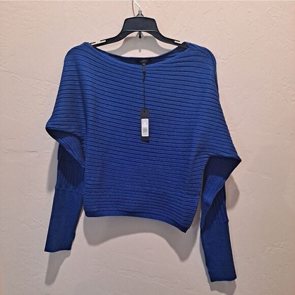 Bobi Black royal blue boat neck directional rib sweater size extra sm… - Picture 2 of 8